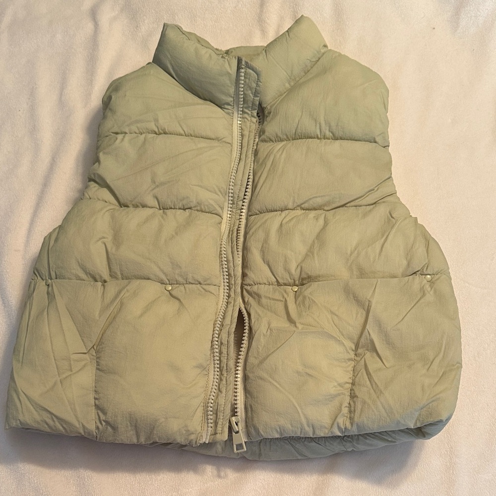 Zara Kids Light Green Puffer Vest
